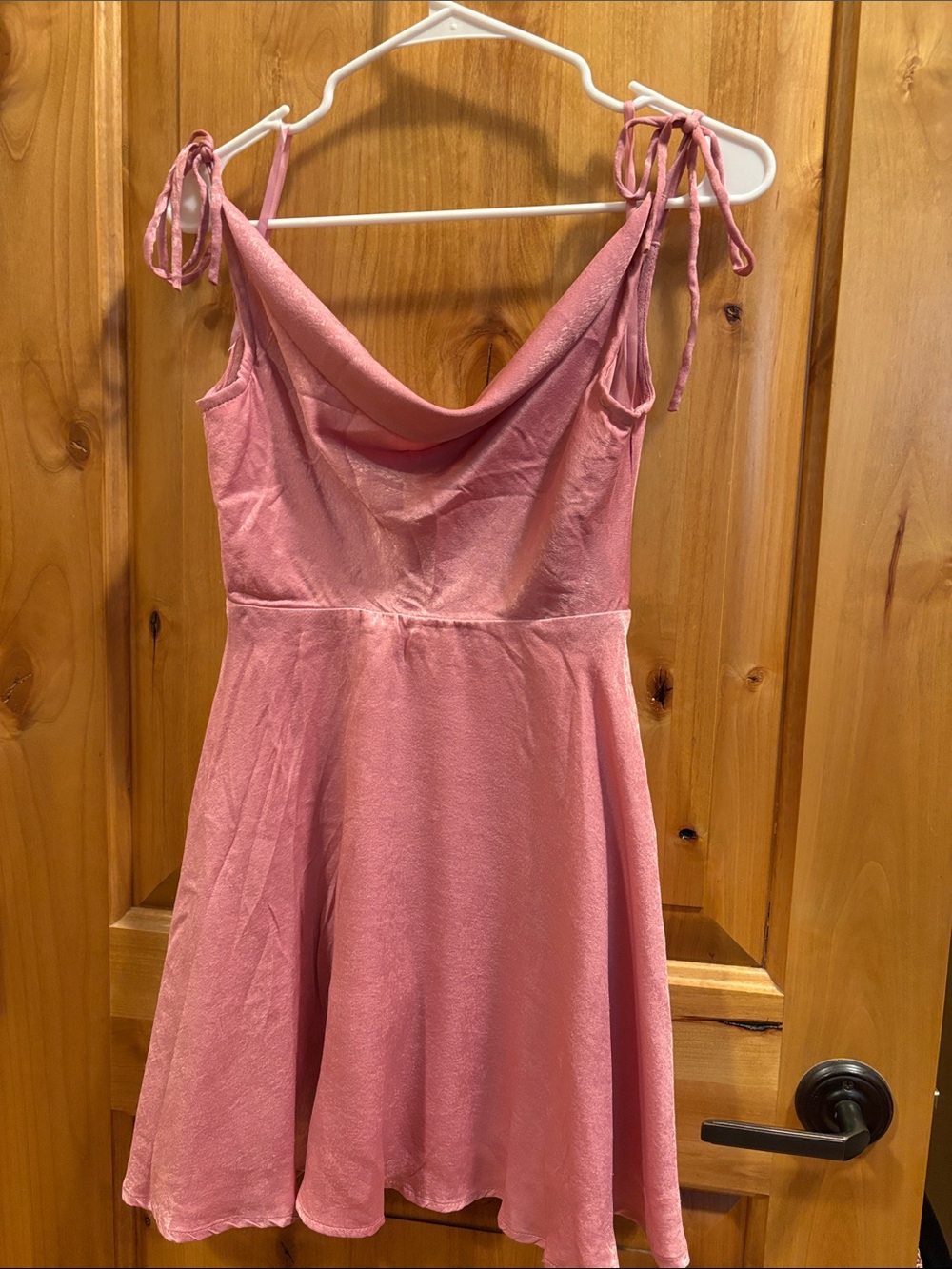Tie-Shoulder Pink Cowl Neck Sundress in excellent condition